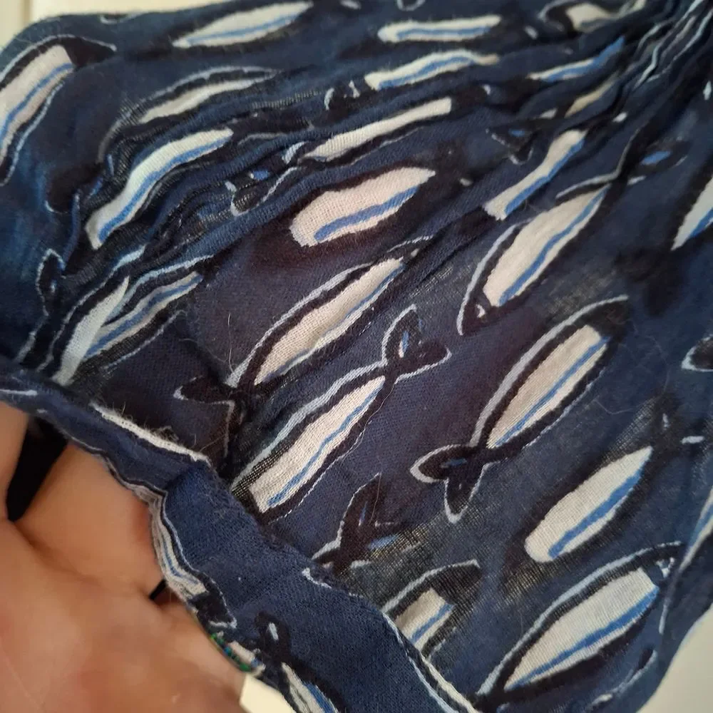 Navy Patterned Women's Blouse (Can375)